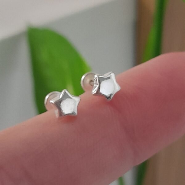 Aros Abridores mini estrella liso – Plata 925