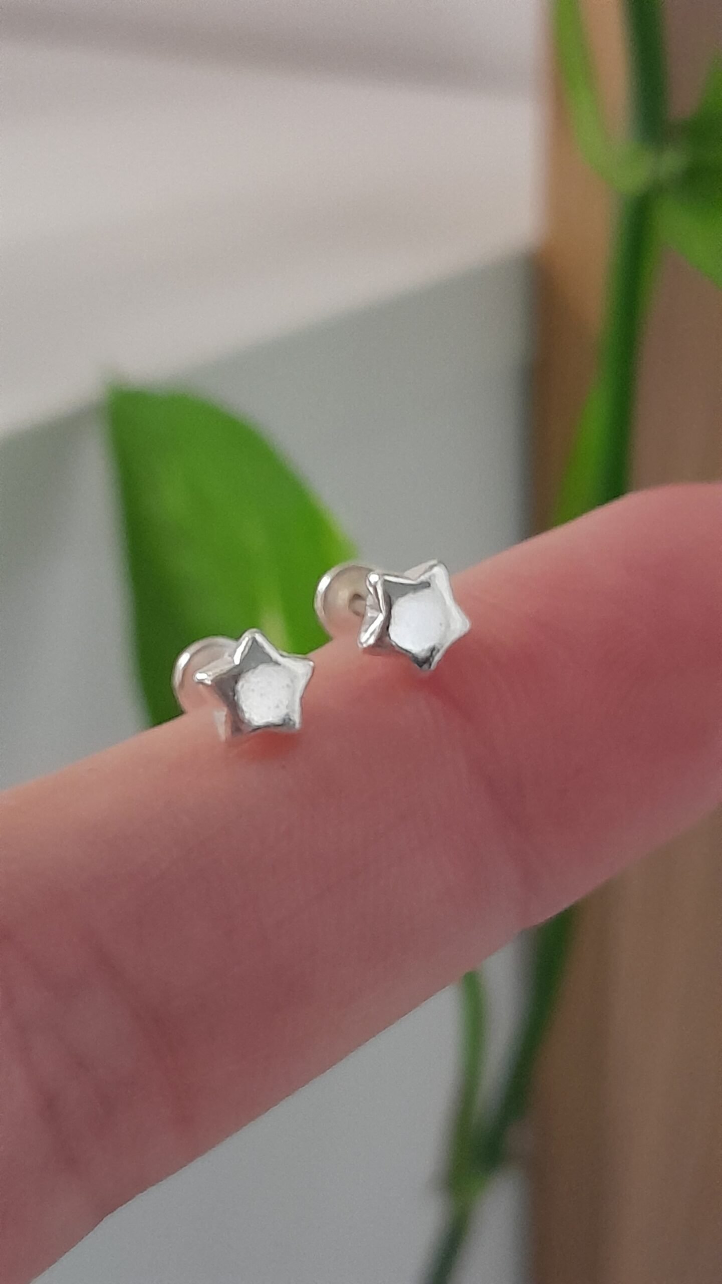 Aros Abridores mini estrella liso – Plata 925