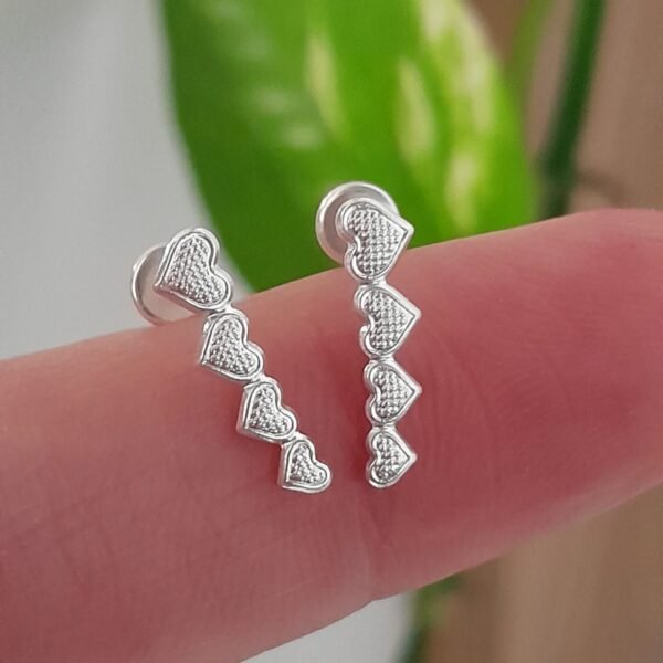 Aros Abridores 4 corazones mini – Plata 925