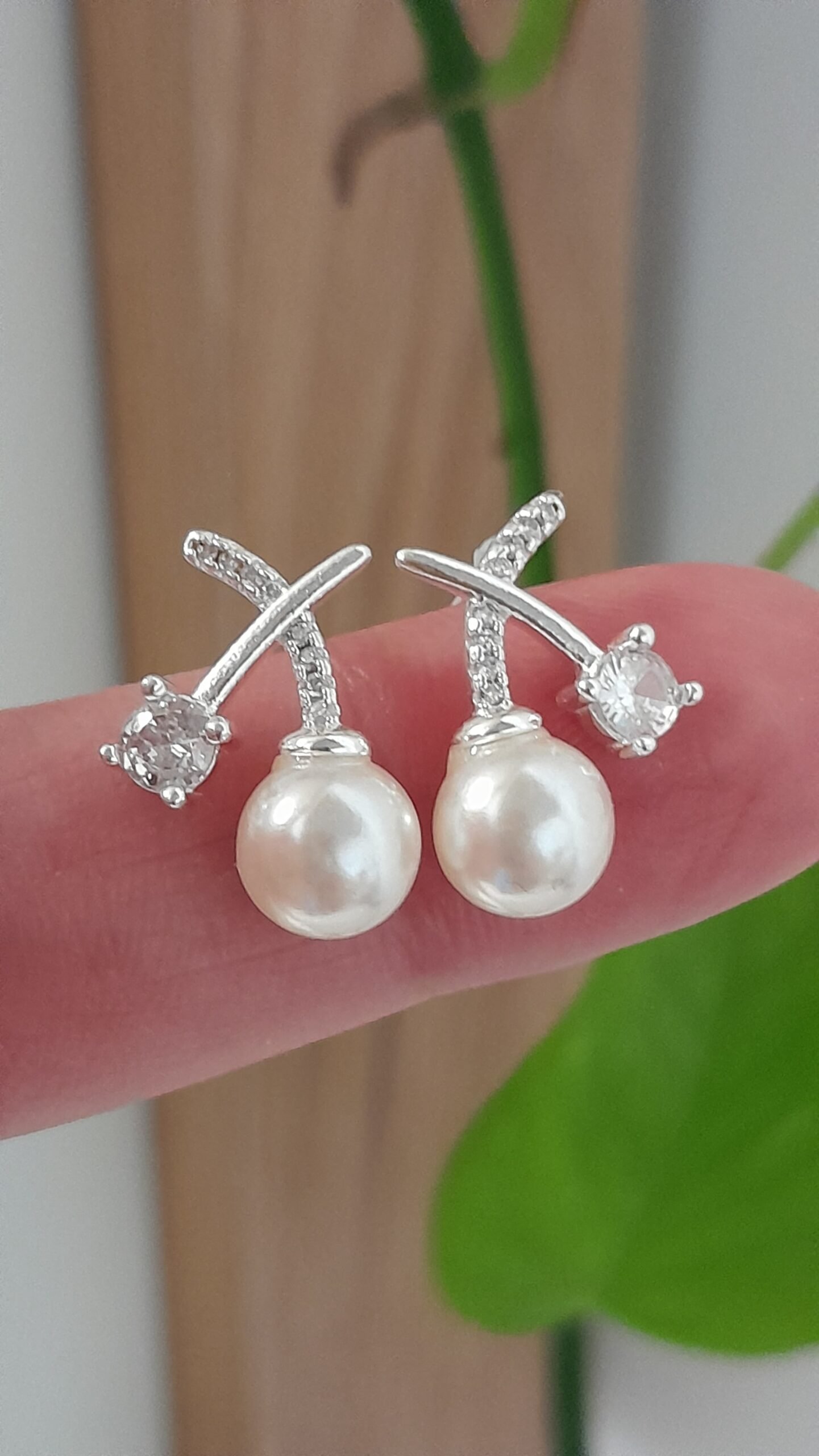 Aros pasantes perlas con brillos – Laminados