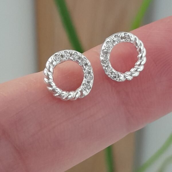 Aros pasantes circulares con trenzado y brillo– Laminados