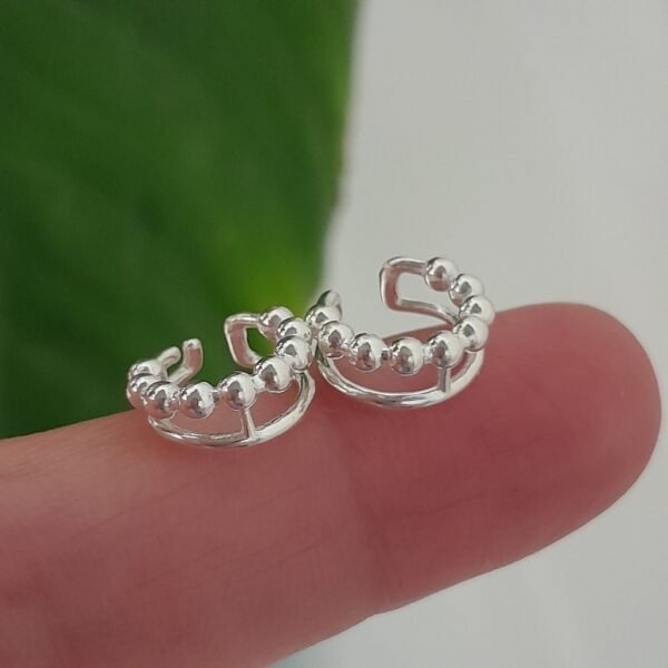 Aros mini lisos con bolitas cierre cuff - Laminados