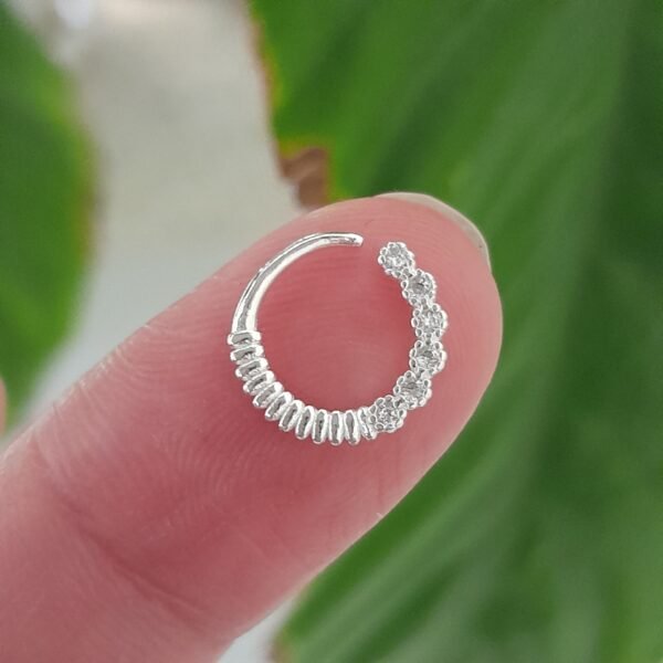 Aro mini liso con brillo cierre cuff - Laminados