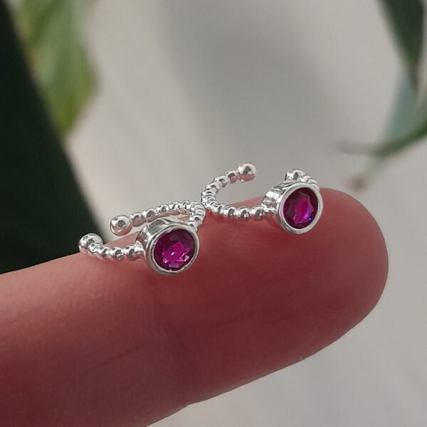 Aros mini con brillo violeta cierre cuff - Laminados