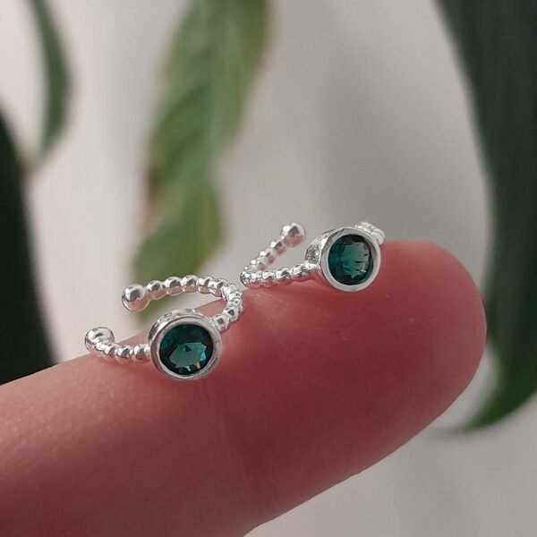 Aros mini con brillo verde cierre cuff- Laminados