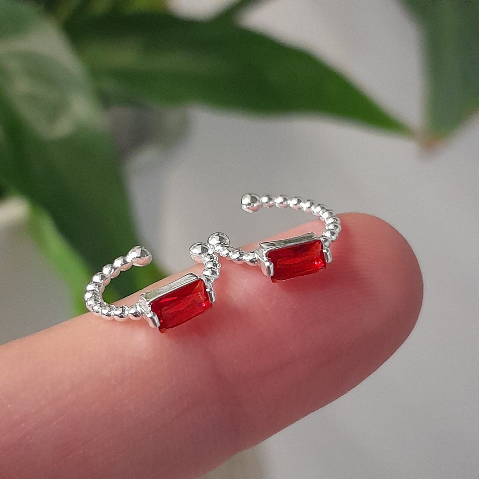 Aros mini con brillo color rectangulo cierre cuff - Laminados