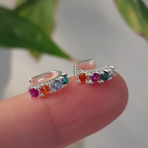 Aros mini con brillo multicolor cierre cuff - Laminados