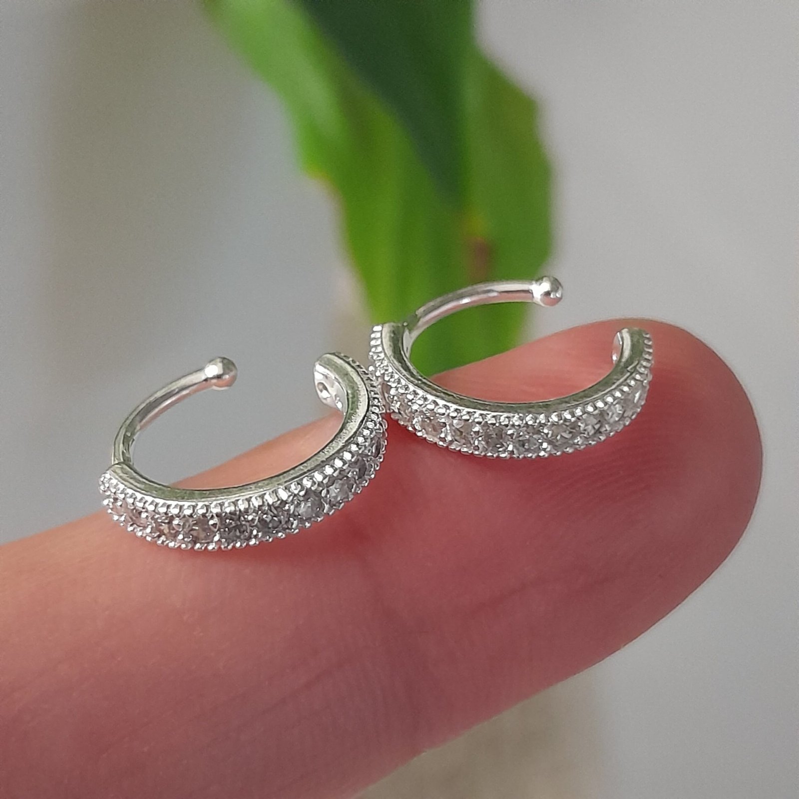 Aros mini huggies con brillos cierre cuff - Laminados