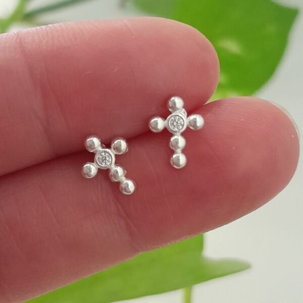 Aros mini cruces con brillo - Laminados