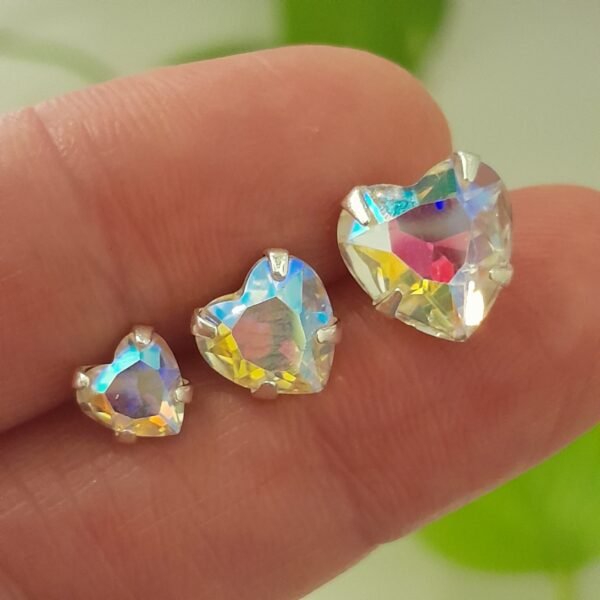 Aros triple par cristal corazón Swarovski - Joyas laminadas