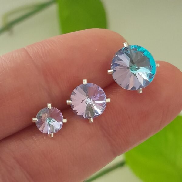 Aros triple par cristal Swarovski tornasol lila - Joyas laminadas