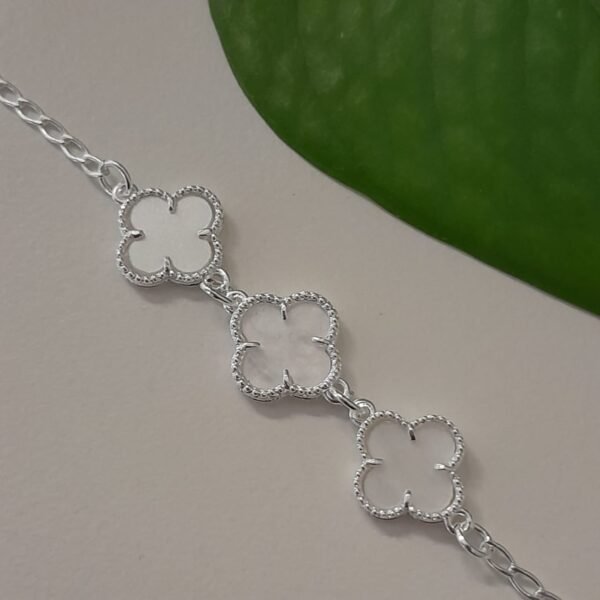Pulsera trébol alambra esmaltado blanco - Laminados