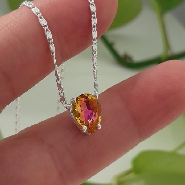 Conjunto cadena doble eslabón con gota cristal naranja - Laminados