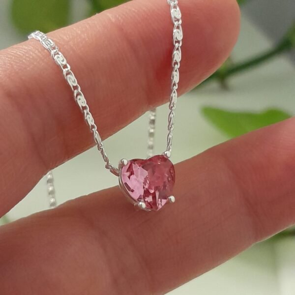 Conjunto cadena eslabón cerrado con corazón cristal fucsia - Laminados