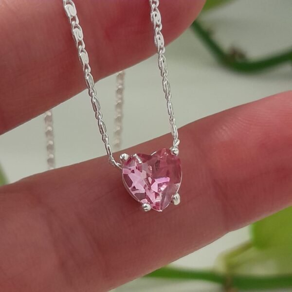 Conjunto cadena eslabón cerrado con corazón cristal rosa- Laminados