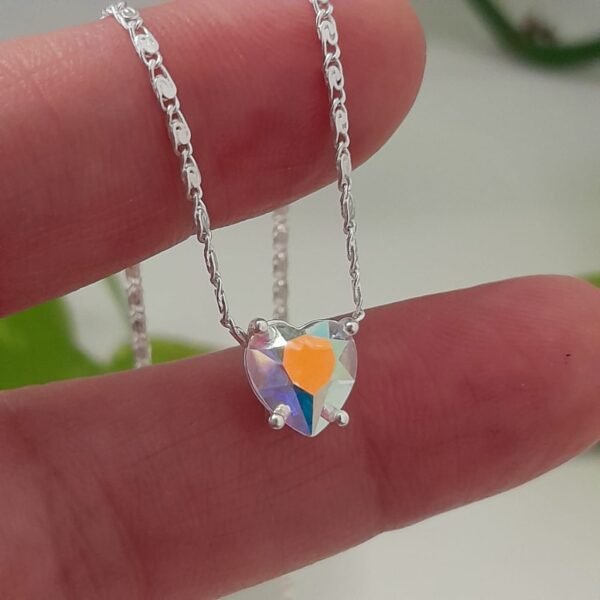 Conjunto cadena eslabón cerrado Corazón Aurora Boreal - Laminados