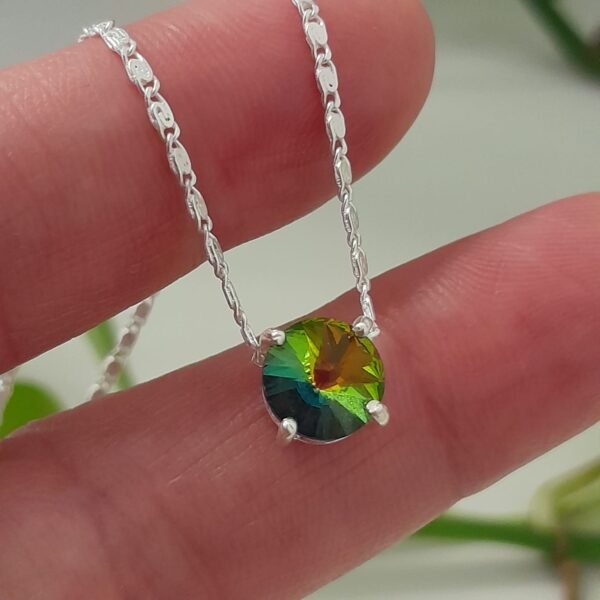 Conjunto Gargantilla eslabón cerrado con Punto de Luz Esmeralda/Tornasol - Laminados