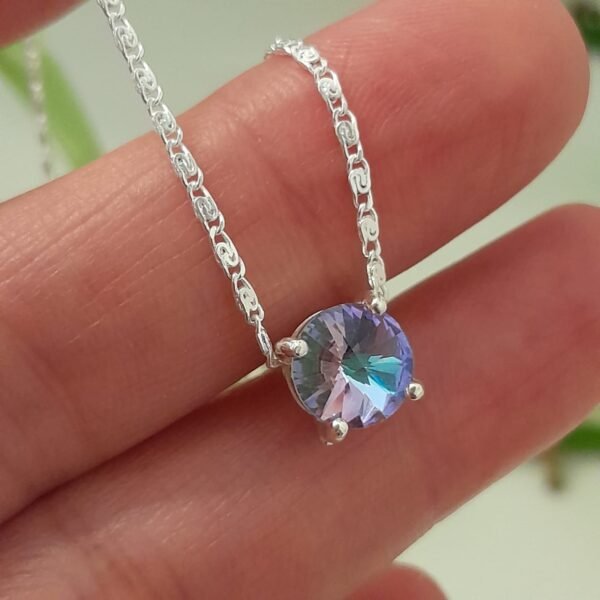 Conjunto Gargantilla eslabón cerrado con Punto de Luz Amatista/Tornasol - Laminados