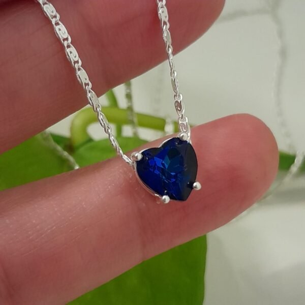 Conjunto Gargantilla eslabón cerrado con Cristal de Corazón Azul Profundo - Laminados