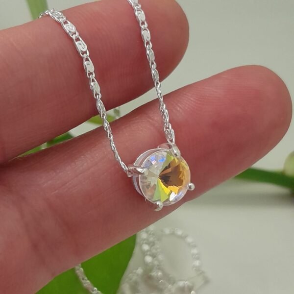 Conjunto Gargantilla eslabón cerrado con Punto de Luz Aurora Boreal Circular - Laminados