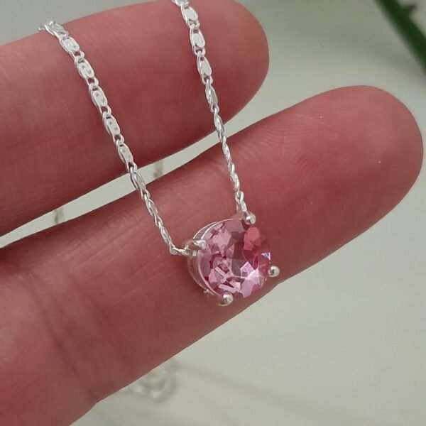 Conjunto Gargantilla eslabón cerrado con Punto de Luz rosa - Laminados