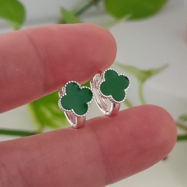 Aros argollas esmaltado trebol verde - Laminados