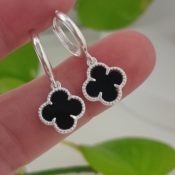 Aros colgante trébol esmaltados negros - Laminados