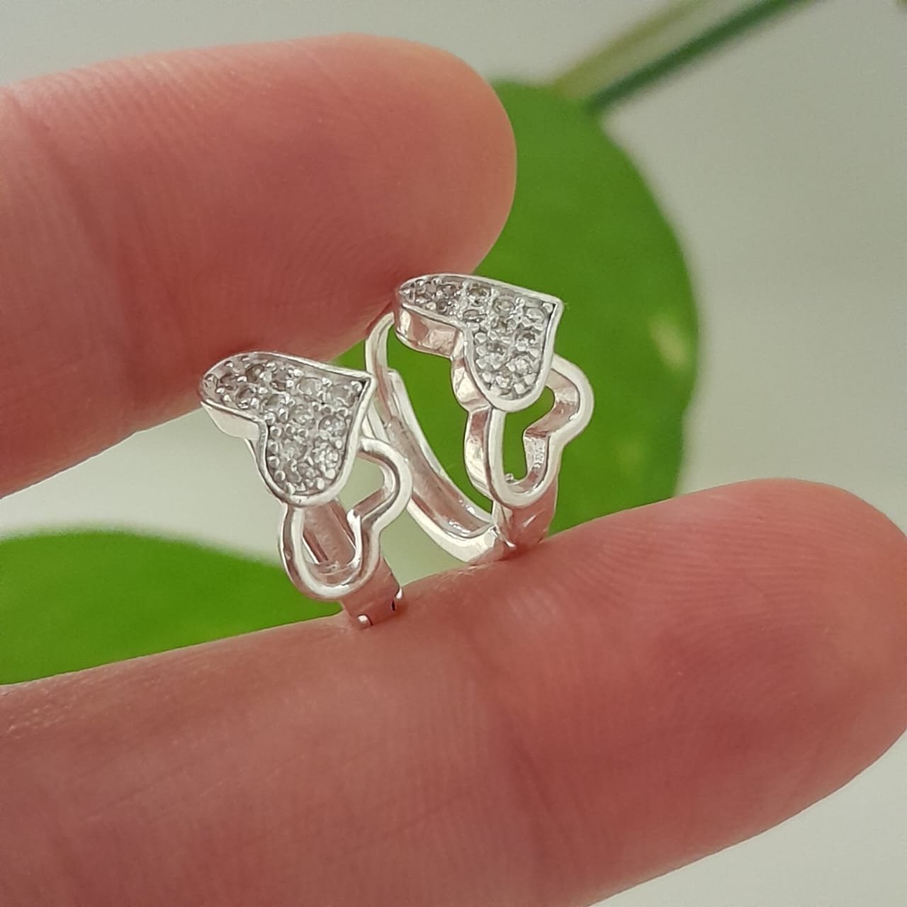 Aros huggies mini con brillo corazón doble – Laminados