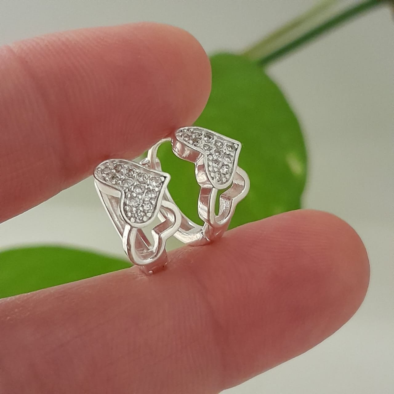 Aros huggies mini con brillo corazón doble – Laminados - Image 2