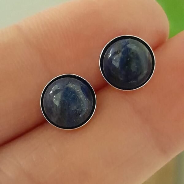 Aros pasantes piedra negro - Plata 925