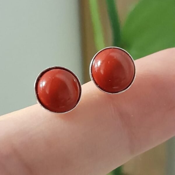 Aros pasantes piedra rojo - Plata 925