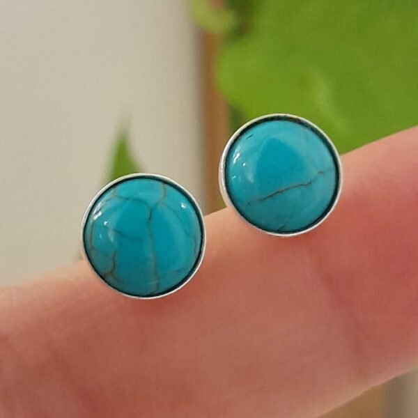 Aros pasantes piedra turquesa - Plata 925