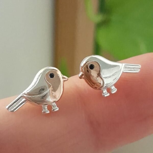 Aros pasante diseño pajaritos - Plata 925