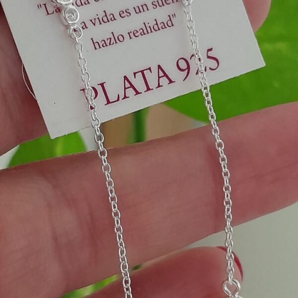 Aros pasante diseño colgante con cadena y perla - Plata 925