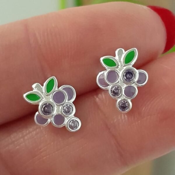 Aros pasante diseño uvas piedra - Plata 925