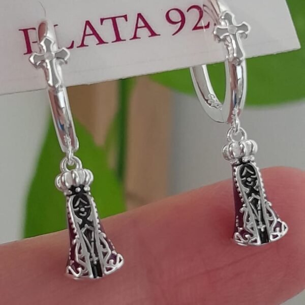 Aros cierre huggies virgen colgante- Plata 925