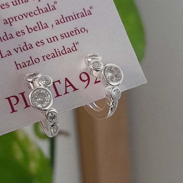 Aros abridores diseño cristales circulares - Plata 925