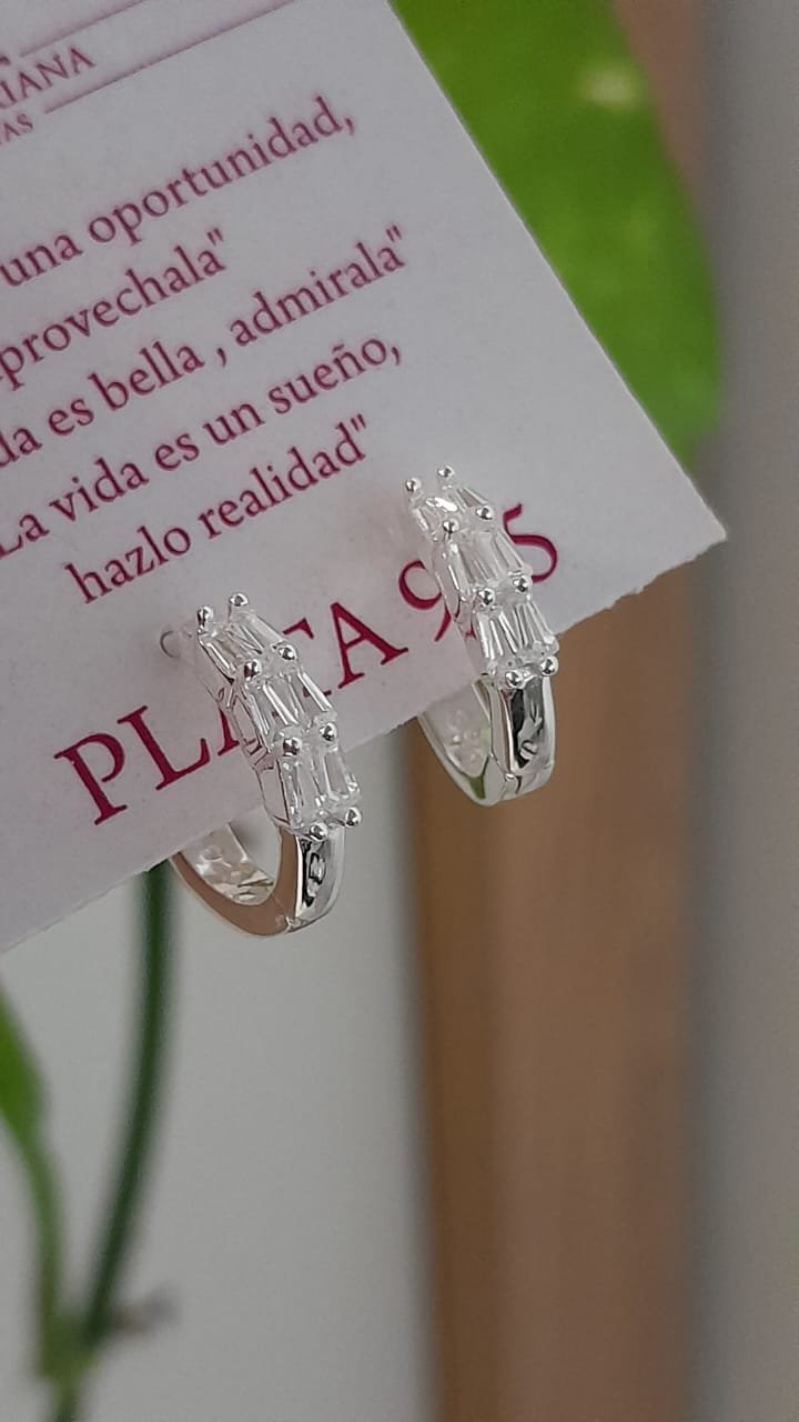 Aros abridores argollas cristales - Plata 925