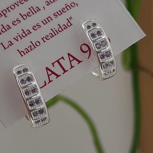 Aros abridores perlas mini cristales gris - Plata 925
