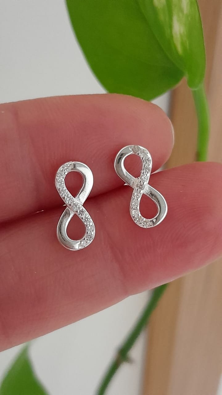 Aros pasante Plata Italiana diseño infinito - Plata 925