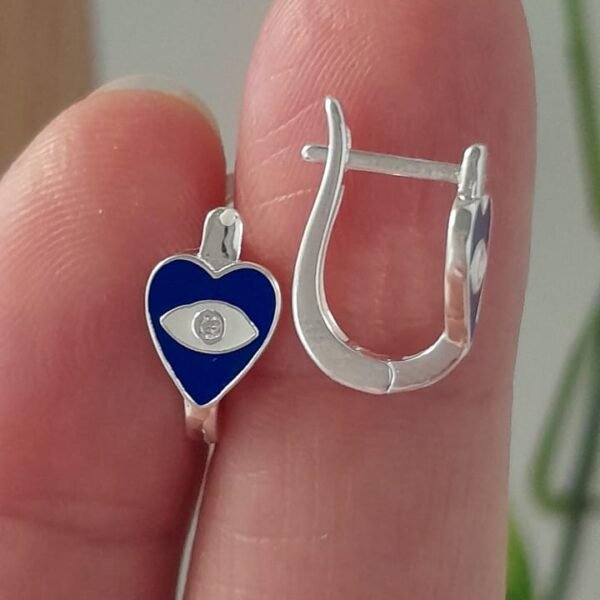 Aros corazon ojo turco - Plata 925