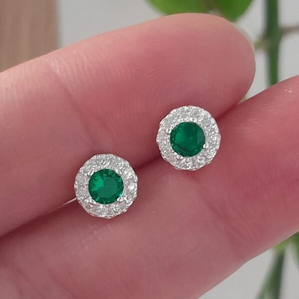 Aros pasantes piedra verde esmeralda - Plata 925