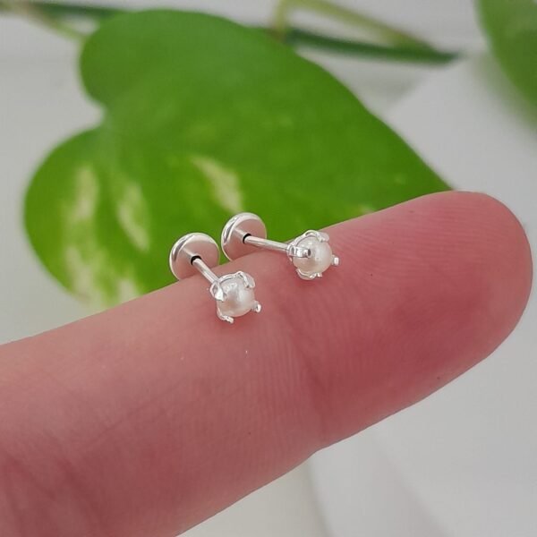 Aros abridores mini perlas- Plata 925