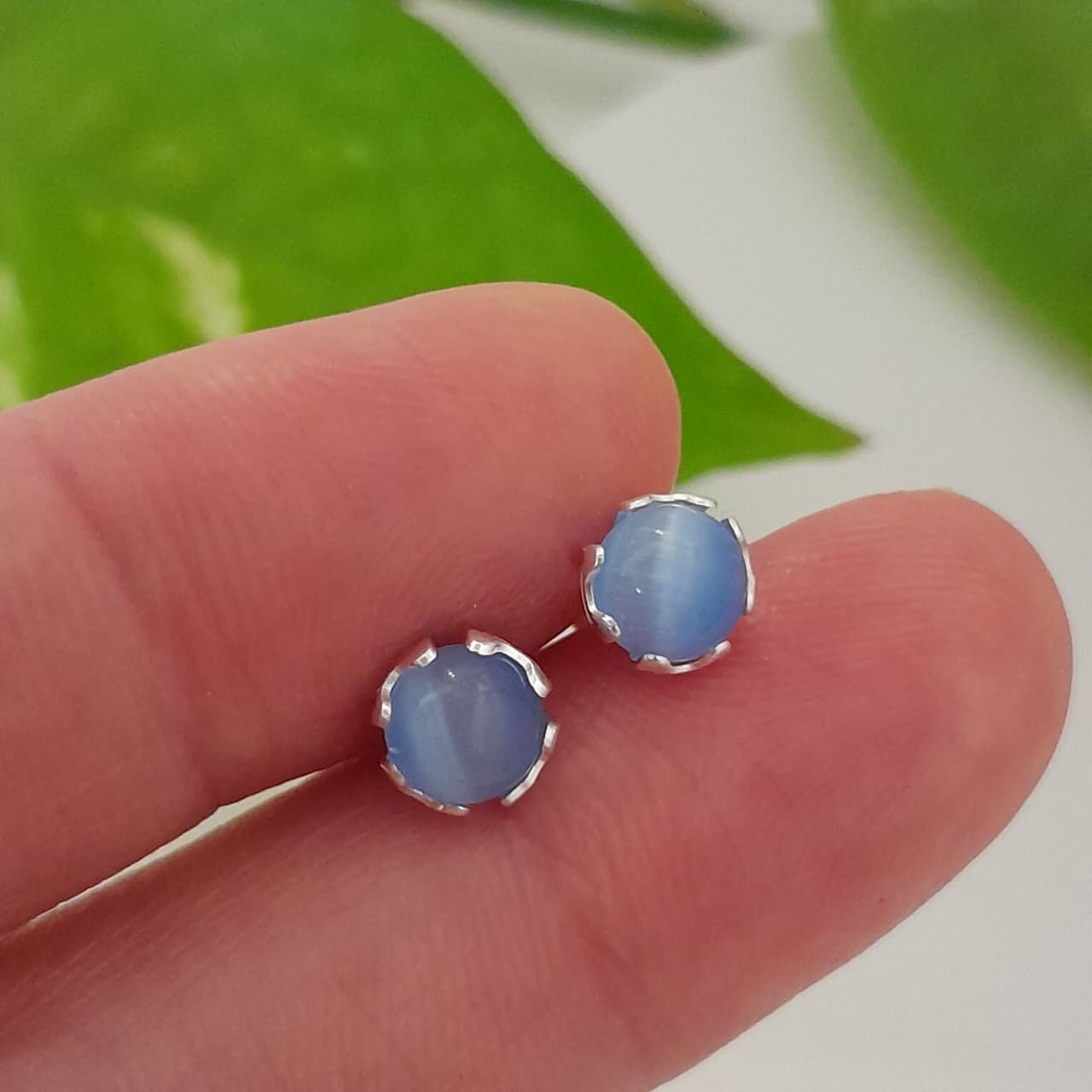 Aros abridores perlas celeste - Plata 925