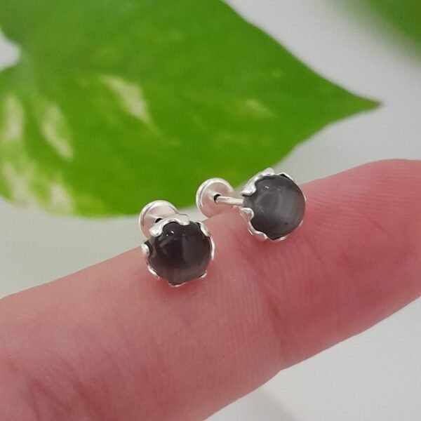 Aros abridores mini perlas negras - Plata 925