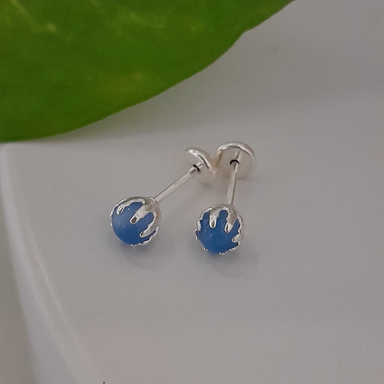 Aros abridores mini perlas celeste - Plata 925 - Image 2