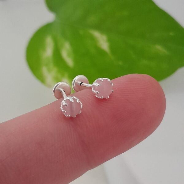 Aros abridores mini perlas rosa - Plata 925