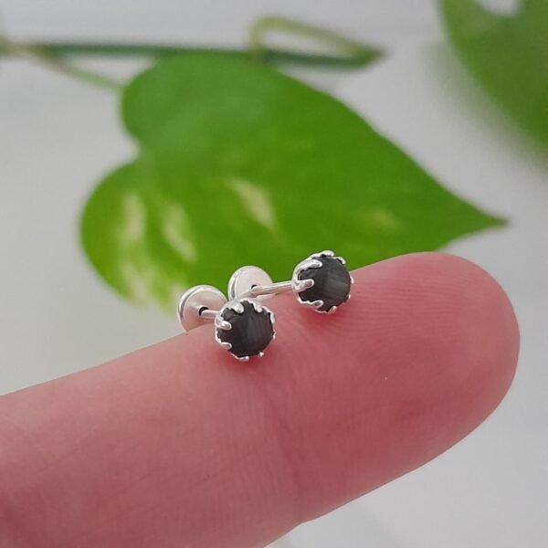 Aros abridores mini perlas negras - Plata 925
