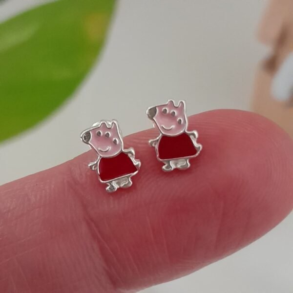 Aros abridores esmaltados mini peppa pig - Plata 925