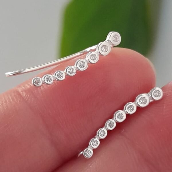 Aros mini brillos con borde de plata italiana - Plata 925